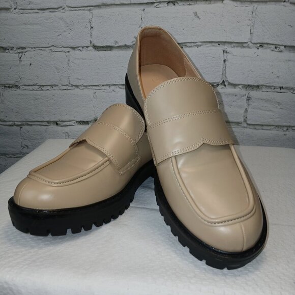 WOMENS ZBY LIGHT TAN LOAFERS, CHUNKY HEELS, SIZE 9 NWOT - Picture 4 of 7